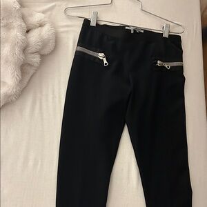 Black Pants with Silver Zipper Detail
